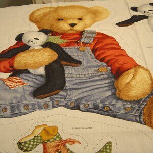 Daisy Kingdom cut & sew panel to make Blue Jean Teddy Bear wall hanging